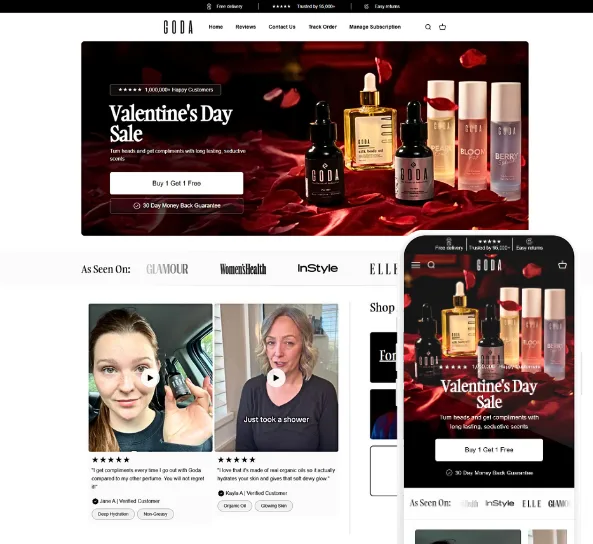 Boda luxury fragrance Shopify store, designed and built by Code Elevator