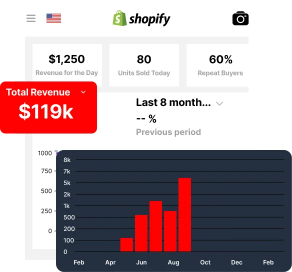 Shopify admin: $119K total sales